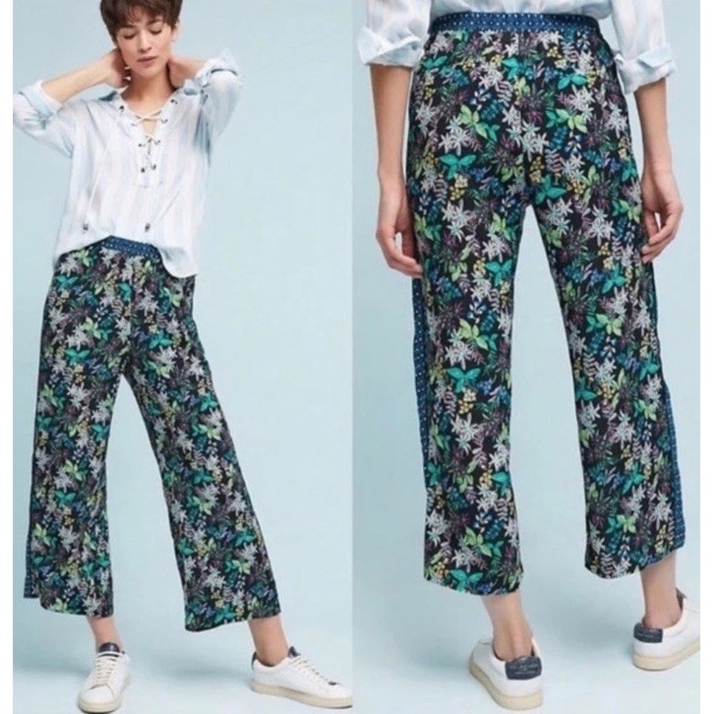 Anthropologie Ett:twa Rousseau Cropped Wide Leg Pants Pull On Stretch Sz XS EC